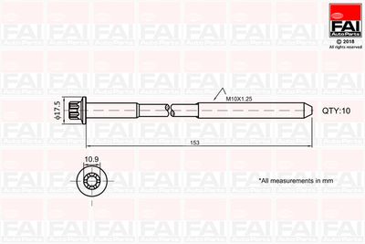  B701 FAI AutoParts Комплект болтов головки цилидра