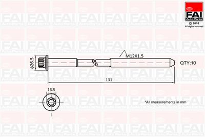  B896 FAI AutoParts Комплект болтов головки цилидра