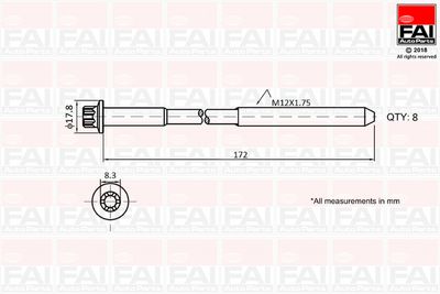  B1060 FAI AutoParts Комплект болтов головки цилидра