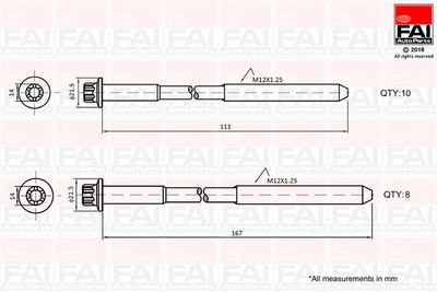  B2124 FAI AutoParts Комплект болтов головки цилидра