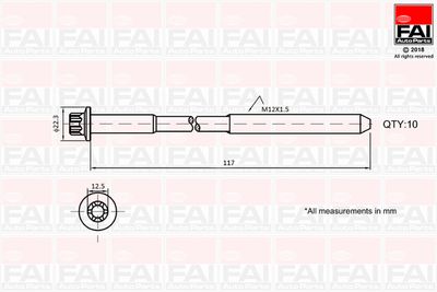  B1018 FAI AutoParts Комплект болтов головки цилидра