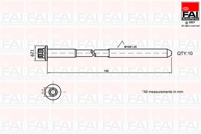  B1140 FAI AutoParts Комплект болтов головки цилидра