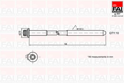  B1139 FAI AutoParts Комплект болтов головки цилидра