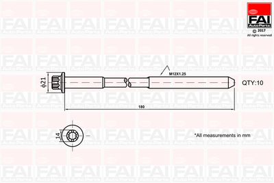  B2111 FAI AutoParts Комплект болтов головки цилидра