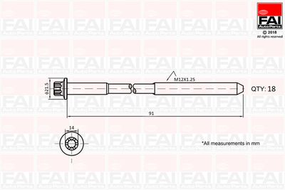  B2101 FAI AutoParts Комплект болтов головки цилидра