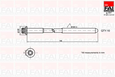  B1136 FAI AutoParts Комплект болтов головки цилидра