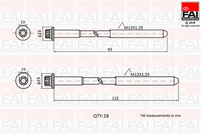  B2201 FAI AutoParts Комплект болтов головки цилидра