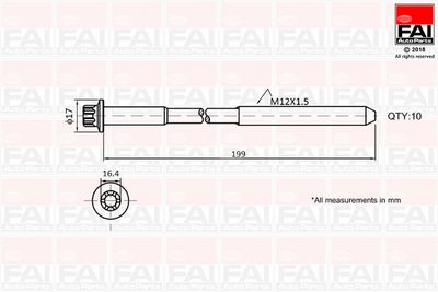  B1756 FAI AutoParts Комплект болтов головки цилидра