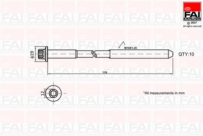  B1321 FAI AutoParts Комплект болтов головки цилидра