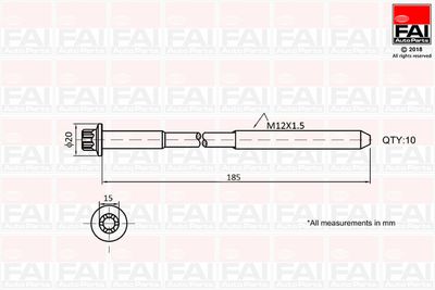  B2129 FAI AutoParts Комплект болтов головки цилидра