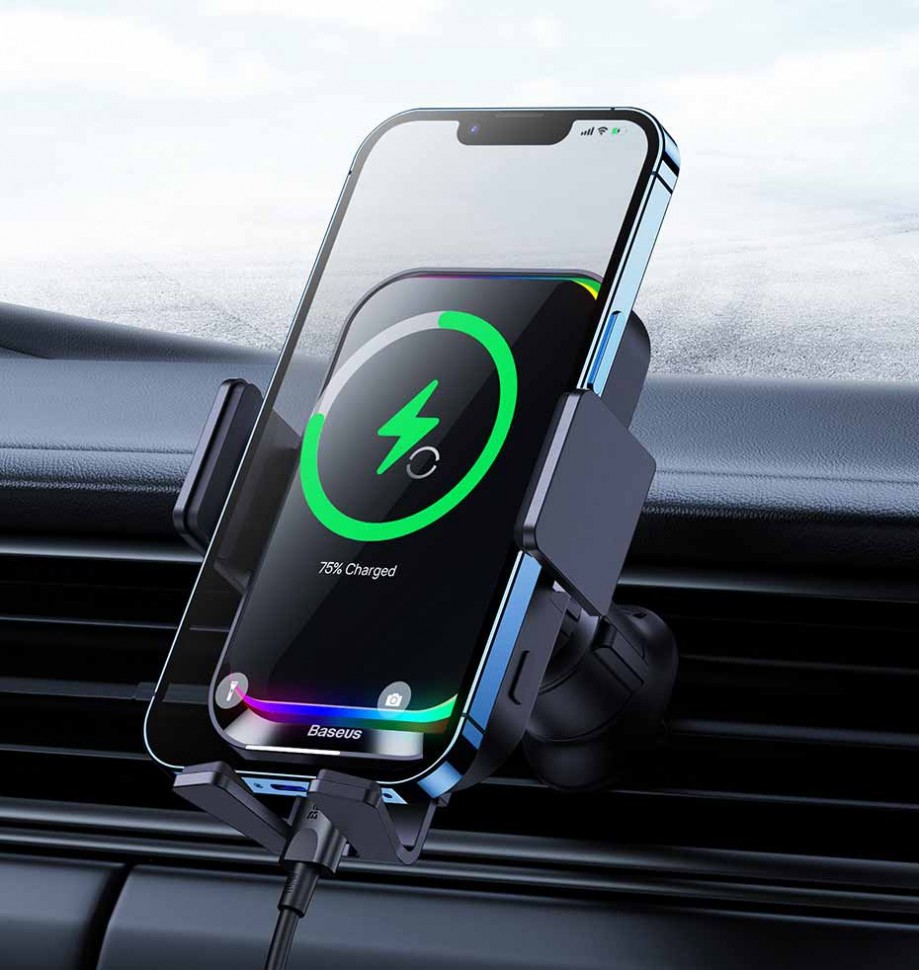  Автомобильный Держатель Baseus HALO ELECTRIC WIRELESS CHARGING CAR MOUNT 15W