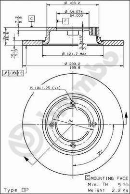 08166110 BREMBO Тормозной диск