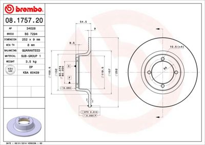 08175720 BREMBO Тормозной диск