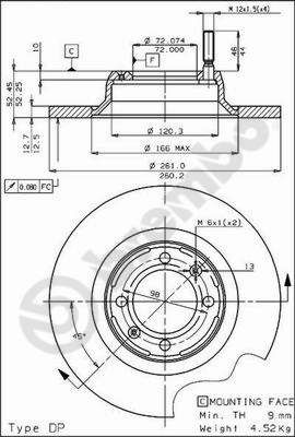 08407010 BREMBO Тормозной диск