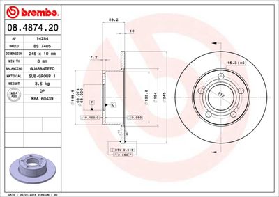 BS7405 BRECO Тормозной диск