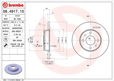 08491710 BREMBO Тормозной диск