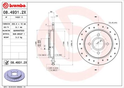 0849312X BREMBO Тормозной диск