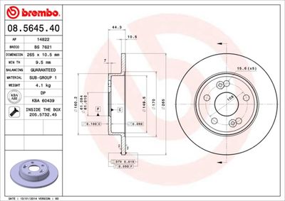 08564540 BREMBO Тормозной диск