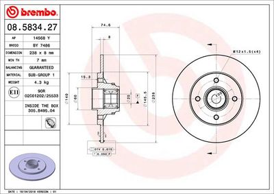 08583427 BREMBO Тормозной диск