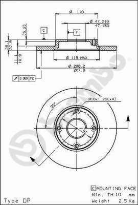 08587710 BREMBO Тормозной диск