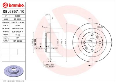 08685710 BREMBO Тормозной диск