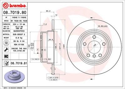 08701980 BREMBO Тормозной диск