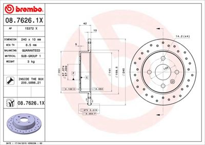 0876261X BREMBO Тормозной диск