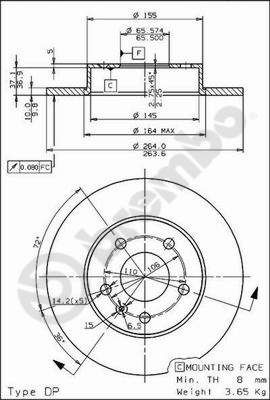 08762775 BREMBO Тормозной диск