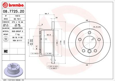 08772520 BREMBO Тормозной диск