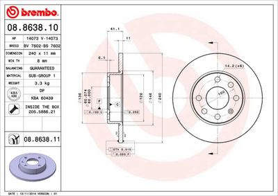 08863810 BREMBO Тормозной диск