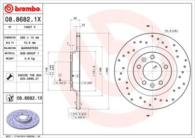 0886821X BREMBO Тормозной диск