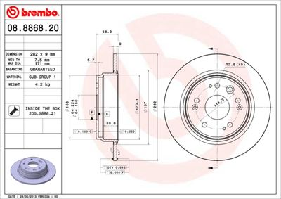 08886820 BREMBO Тормозной диск