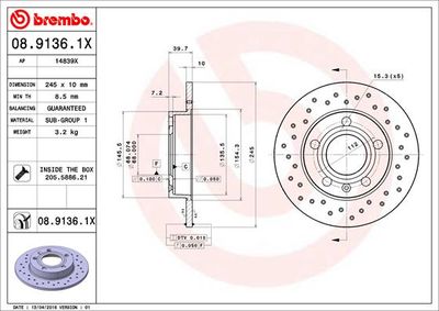 0891361X BREMBO Тормозной диск