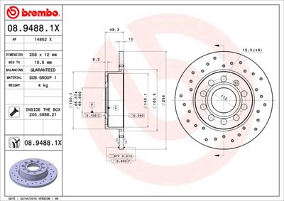 0894881X BREMBO Тормозной диск