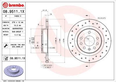 0895111X BREMBO Тормозной диск