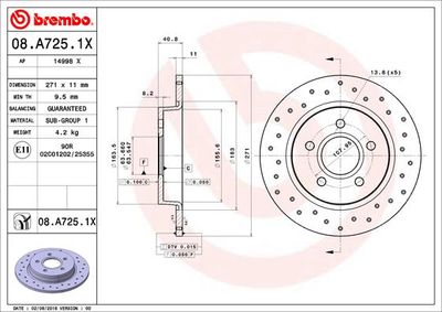 08A7251X BREMBO Тормозной диск