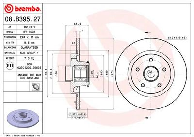 08B39527 BREMBO Тормозной диск