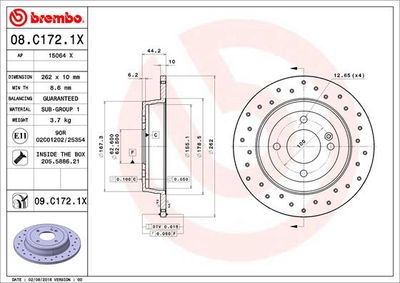 08C1721X BREMBO Тормозной диск