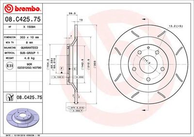 08C42575 BREMBO Тормозной диск