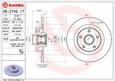 08C74217 BREMBO Тормозной диск