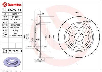 08D57511 BREMBO Тормозной диск