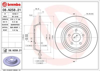 08N25821 BREMBO Тормозной диск