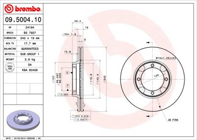 09500410 BREMBO Тормозной диск