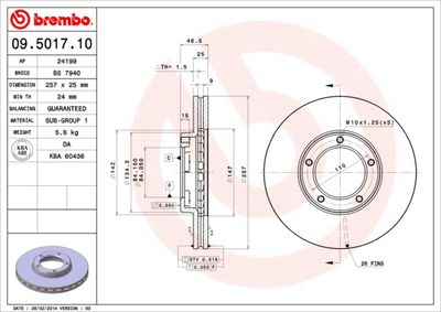 09501710 BREMBO Тормозной диск