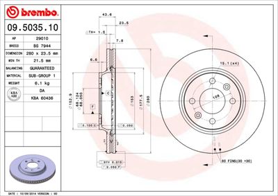 09503510 BREMBO Тормозной диск