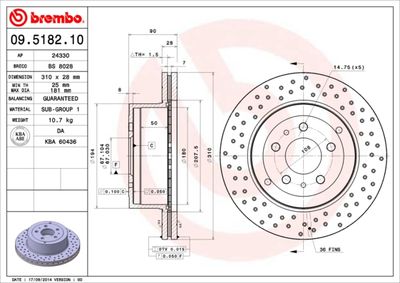 09518210 BREMBO Тормозной диск