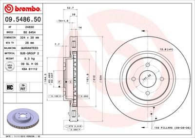 09548650 BREMBO Тормозной диск