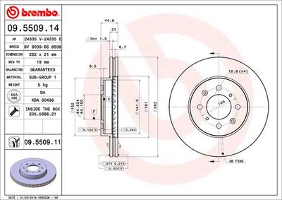 09550914 BREMBO Тормозной диск