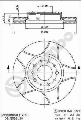 09556876 BREMBO Тормозной диск