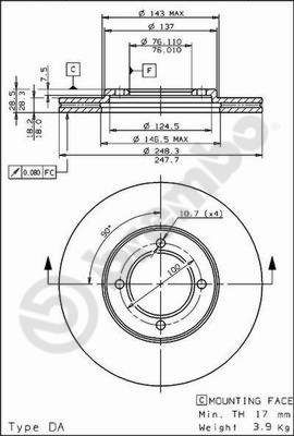 09561510 BREMBO Тормозной диск